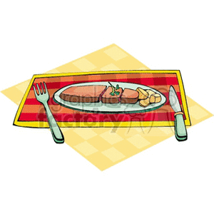   food plate plates fork forks knife knifes dinner lunch  lunch.gif Clip Art Food-Drink 