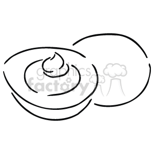 The clipart image depicts two eggs: one appears to be a whole hard-boiled egg, and the other is a deviled egg, which is a hard-boiled egg that has been halved, with the yolk removed, mixed with other ingredients, and then placed back into the egg white.