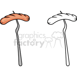 Hotdog on a fork clipart. Royalty-free image # 141551