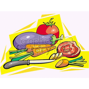   vegetable vegetables food healthy pepper peppers eggplant tomato tomatoes  vegetable5.gif Clip Art Food-Drink Vegetables 