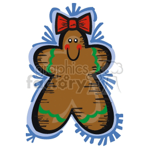  christmas xmas holiday holidays december ginger bread man cookies red bow brown gingerbread   xmas052 Clip Art Holidays Christmas 