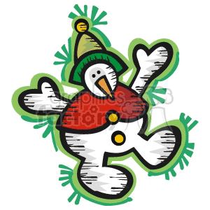 Carrot Nose Snowman Outlined in Green clipart. Royalty-free image # 143487