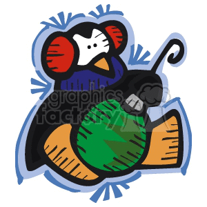 little penguin holding a Christmas bulb clipart. Commercial use image # 143503