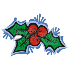 Single Holly Berry Outlined in Blue clipart. Royalty-free image # 143521