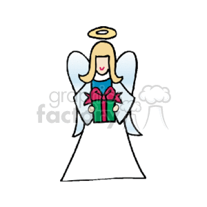 Christmas angel holding a present
