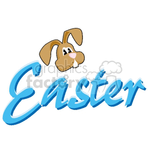Floppy eared brown bunny easter greeting clipart. Commercial use image # 144176