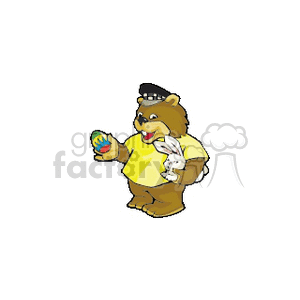 Easter bear holding bunny clipart. Commercial use image # 144222