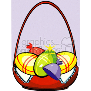 clipart - Linen Lined Easter Basket with eggs.