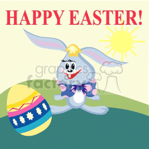   Happy Easter Eggs painted bunny bunnies rabbit rabbits egg holidays  easter017.gif Clip Art Holidays Easter 