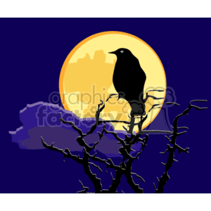   halloween holidays crow crows tree moon  Halloween_night_crow001.gif Clip Art Holidays Halloween 