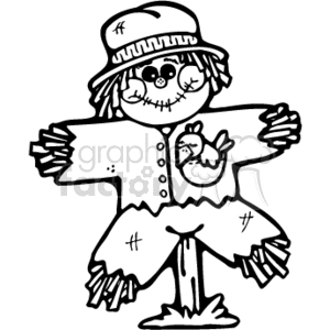 country style scarecrow scarecrows halloween   scarecrow004PR_bw Clip Art Holidays Halloween 
