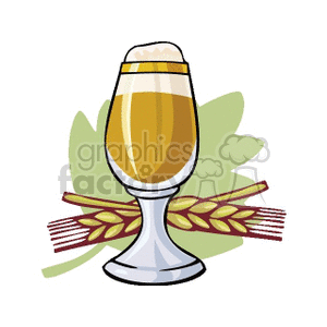 Tall glass of foamy beer with wheat clipart. Commercial use image # 145317