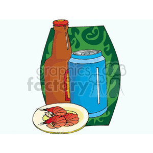 shrimp with cocktail sauce and a drink clipart. Commercial use image # 145341
