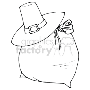 A Black and White Irish Hat Sitting on a Sack clipart.