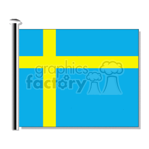 Sweden flag embossed pole clipart. Commercial use image # 148466