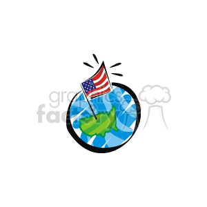 The earth with the united states map with an american flag in the center clipart. Commercial use image # 149285