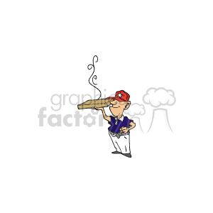 A man in red white and blue delivering pizza clipart. Commercial use image # 149320