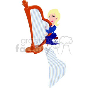  music cartoon instruments musician musicians harp harps   Music007-9-2004 Clip Art Music 