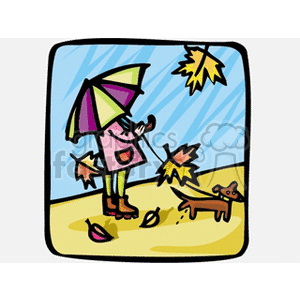   umbrella umbrellas storm storms stormy weather wind windy leaf leafs seasons autmn fall  fall.gif Clip Art Nature Seasons autumn dog dogs walking walk rain raining