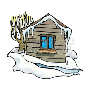   snow winter house houses home homes ice seasons cabin cabins Clip Art Nature Seasons 