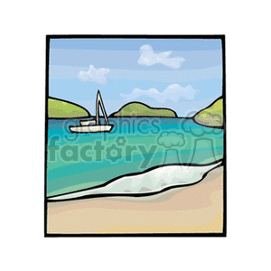 Sailboat in an ocean cove clipart. Royalty-free image # 152718