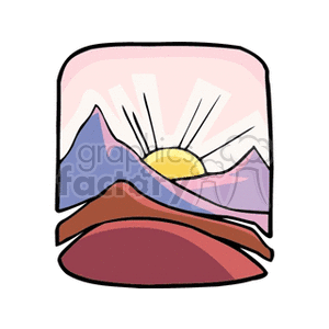 Sunrise over the mountains clipart. Commercial use image # 152734