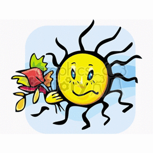 Walking sun carrying leaves clipart. Royalty-free image # 152736