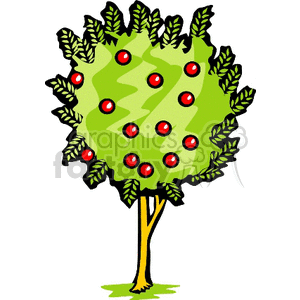 Apple tree with red apples clipart.