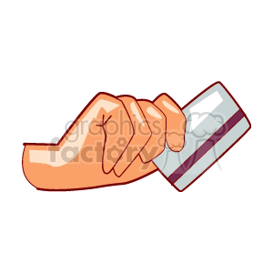 clipart - Hand holding a credit card.