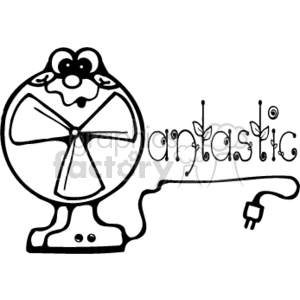 The words fantastic with F shaped like a fan clipart.