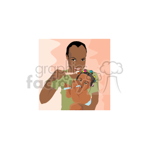 Father and Baby Brushing their Teeth clipart. Royalty-free image # 153731