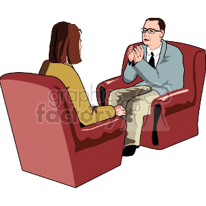 clipart - counselor talking with a patient.