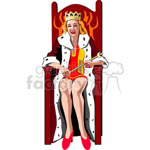Queen sitting on her throne clipart. Commercial use image # 154790