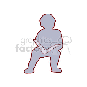 Silhouette of a boy reading a book sitting on the floor clipart. Commercial use image # 154803