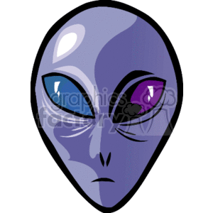 A Purpleish Alien with One blue and Purple Eye