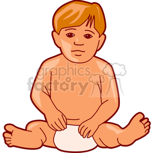 A baby sitting on the floor in just a diaper clipart. Royalty-free image # 156532