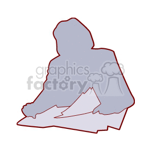 A Silhouette Of a Woman Sitting at a Desk Reviewing Paper Work clipart. Royalty-free image # 156608