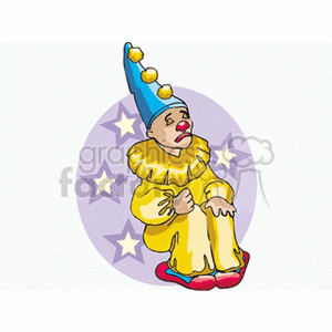 An Unhappy Clown Sitting  clipart. Commercial use image # 156632