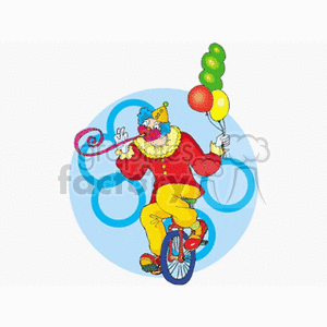   circus clown clowns unicycle unicycles Clip Art People Clowns balloons party yellow cone hat
