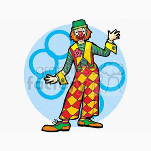 A Silly Clown Wearing a Green Hat Waiving clipart. Royalty-free image # 156693
