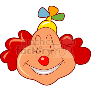clipart - A Silly Laughing Clown with Red Hair and a Hat with a Pin Wheel.