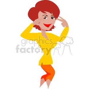 A Woman in a Yellow Shirt and Orange Pants Dancing clipart. Commercial use image # 156854