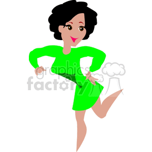 A Woman in Lime Green Dancing and Doing a Kick clipart. Commercial use image # 156858