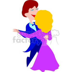 A Woman in a Formal Purple Dress A Man in a Tuxedo Dancing the Waltz clipart. Commercial use image # 156866