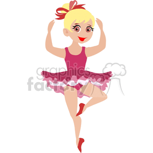 A Blonde Girl in a Pink Ballerina Costume Dancing