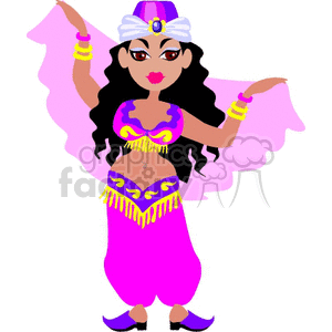 clipart - A Woman in a Hot Pink Costume with a Decorative Hat Dancing.