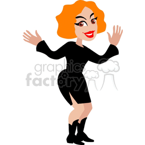 A Red Headed Woman in a Black Dress Dancing at a Club clipart. Royalty-free image # 156896