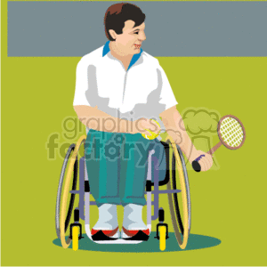 A Man in a Wheelchair Playing Tennis clipart. Commercial use image # 156969