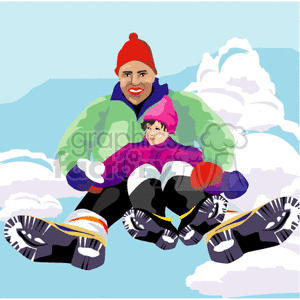 A man and a boy sitting in the snow clipart. Royalty-free image # 157453
