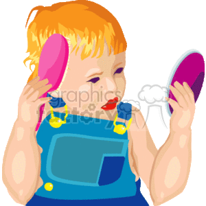 Little boy looking in the mirror and brushing his hair clipart #157960 at  Graphics Factory.